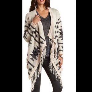 Charlotte Russe western cardigan fringe cover up size medium knit warm top
